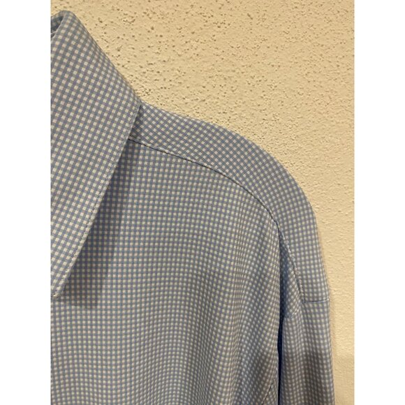 Mizzen+Main Spinnaker Shirt Mens 2XL Blue Gingham Trim Fit Dress Shirt Made USA - Picture 2 of 4